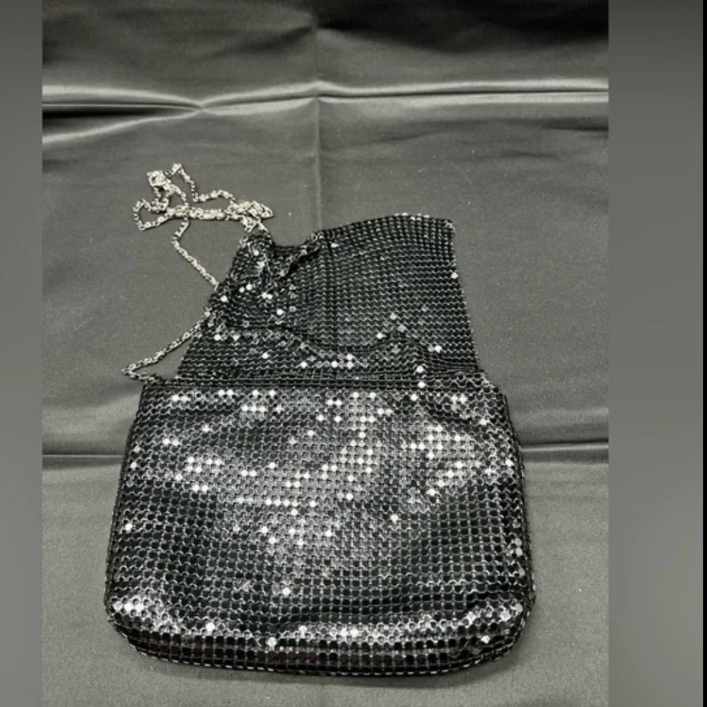 Black evening clutch with black mesh flap (PB1)